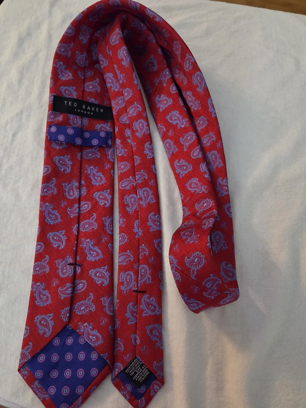 Ted Baker London Red Paisley Tie with Blue Accents